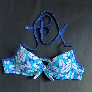 Aerie Bridget Blue & Purple Floral Underwire Padded Bikini Top. Size 34A